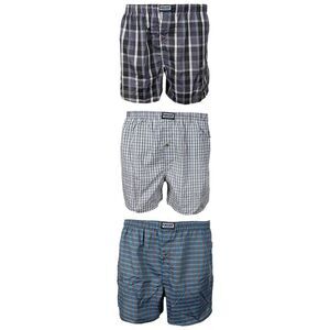 Knocker Men's 3 Pack Plaid Button Fly Boxer Shorts Blue Multi